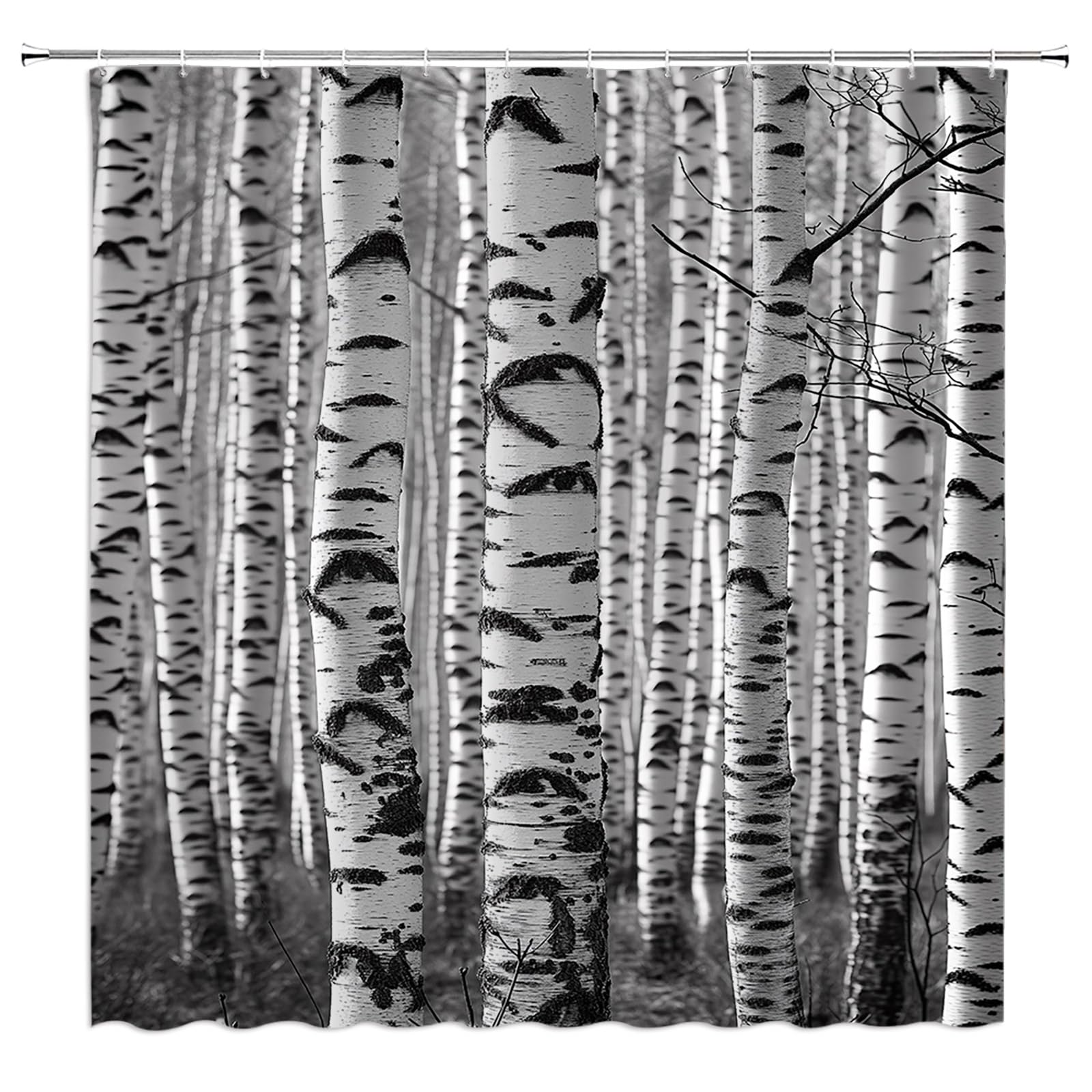 

Birch Trees Shower Curtain Bathroom Decor Winter Birch Forest Bath Curtain Rustic Forest Landscape Bathroom Accessories Hooks W90xH180cm(35x70 in)