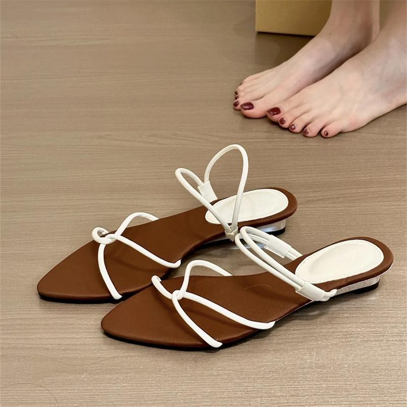 Temperament Open-toed Pointed Two Wear Cool Slippers Women Wear 2025 New Models with Skirts Cross-strapped Sandals