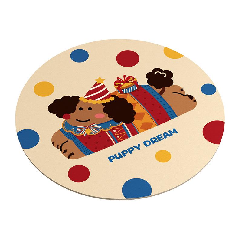 Cute Coaster Cartoon Animal Pattern Non-Slip Milk Coaster Dachshund Puppy Dog Kitchen Table Heat Insulation Anti-scald Coasters 20x20cm