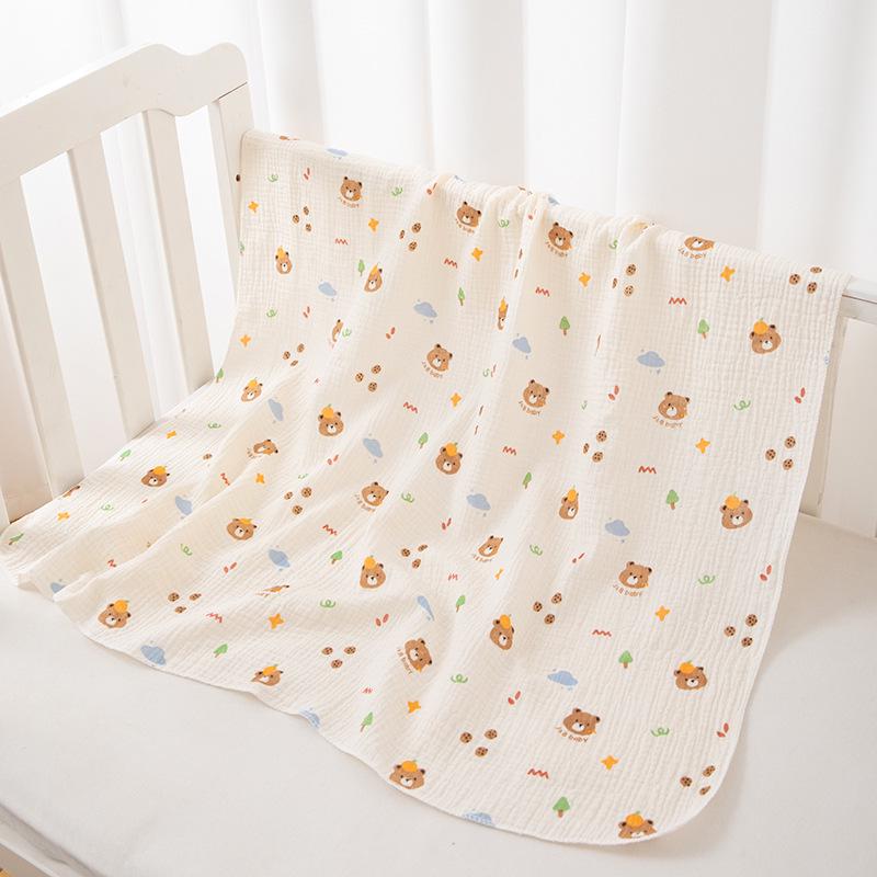 Newborn Pure Cotton Double-Layer Crinkle Swaddle Blanket - Lightweight Sunshade for Babies