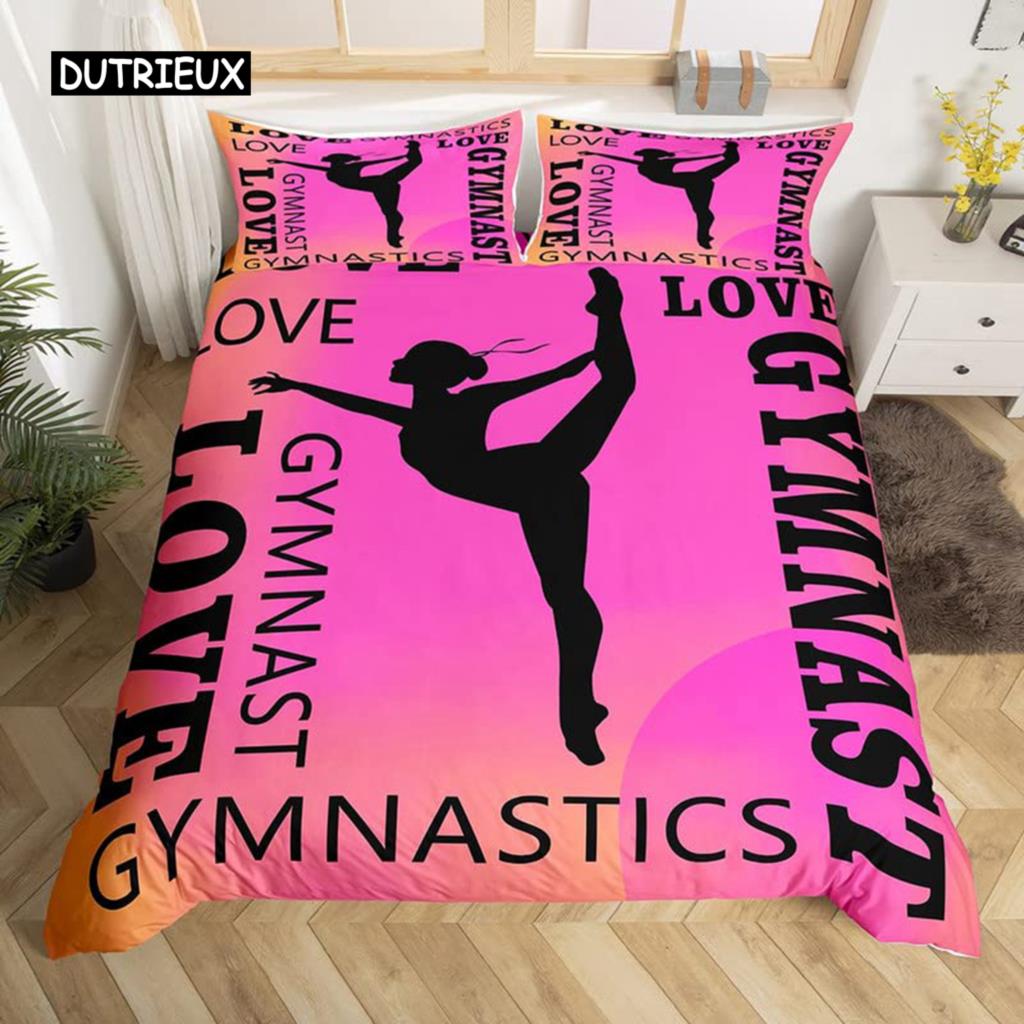 

Пододеяльник для балета, комплект постельного белья Love Gymnastics, полиэстер, танцор, музыкальный плед, чехол для вечеринки Popstar, вольные упражнения, декор 140x200cm 3pcs