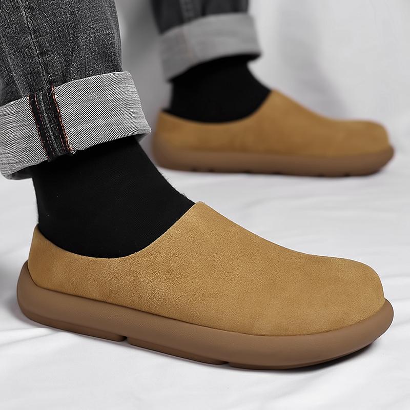 2025 New Arrival Lazy Flats Comfy Half Drag Mens Casual Leather Sandals Leisure Walk Slippers Vacation Handmade Muller Shoes