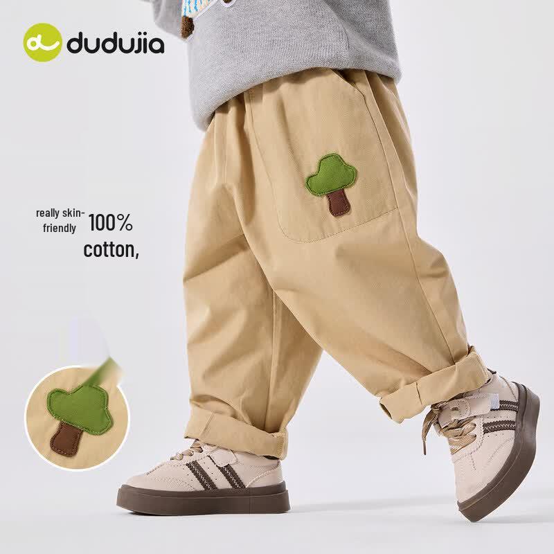 Dudu Family Pure Cotton Autumn Baby Cargo Pants 120