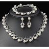 Korean Version of Pearl Necklace Earrings Set Bridal Dress Versatile Accessories Small Fresh Alloy Electroplating Three-piece Set