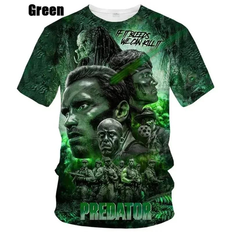 Predator 3d Graphic T-shirt Men's Summer Horror Movie Cool Print T Shirt Fashion Casual Neutral Alien Short Sleeved Harajuku Top