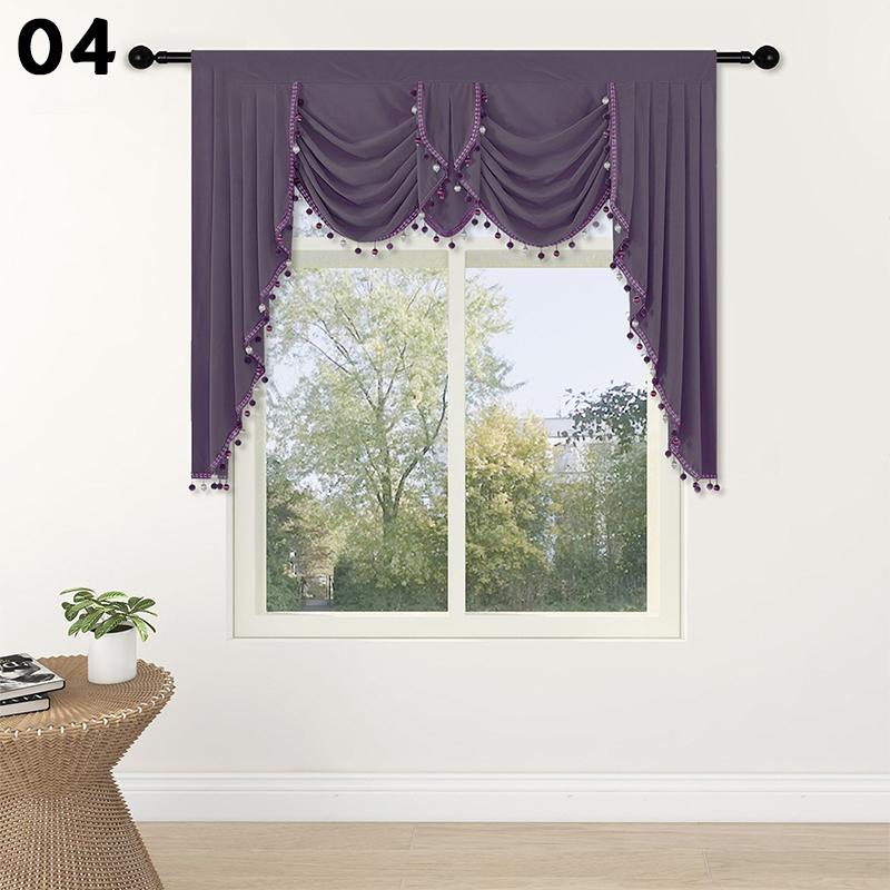 

European Style Tassel Valance Velvet Short Curtain Double Wave Curtain Head Pelmet Living Room Bedroom Hotel Windows Swag 155X125cm