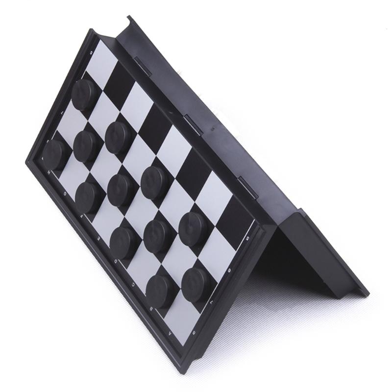 Portable Magnetic Travel Chess Set Folding Checkers Board Game Travel Magnetic Chess & Checkers Board Game Gifts