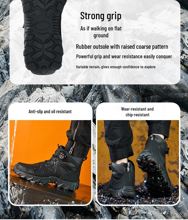 High-Top Steel Toe Safety Shoes - Anti-Smash, Anti-Puncture, Non-Slip, Wear-Resistant, Comfortable for Autumn and Winter
