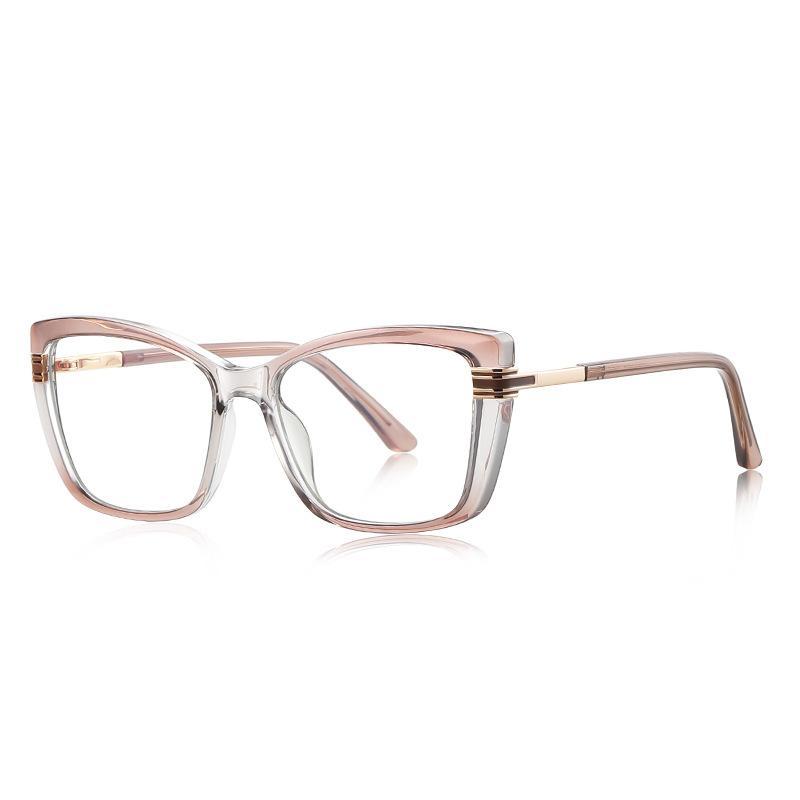 Elegant Full Rim Square Reading Glasses for Women, TR90 Frame, Clear Lenes, Magnification 0 to +6.0, blue light protection Glass