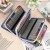 BTSKY Colored Pencil Case- 200 Slots Pencil Holder Pen Bag Large Capacity Pencil Organizer with Handle Strap Handy Colored Pencil Box with Printing