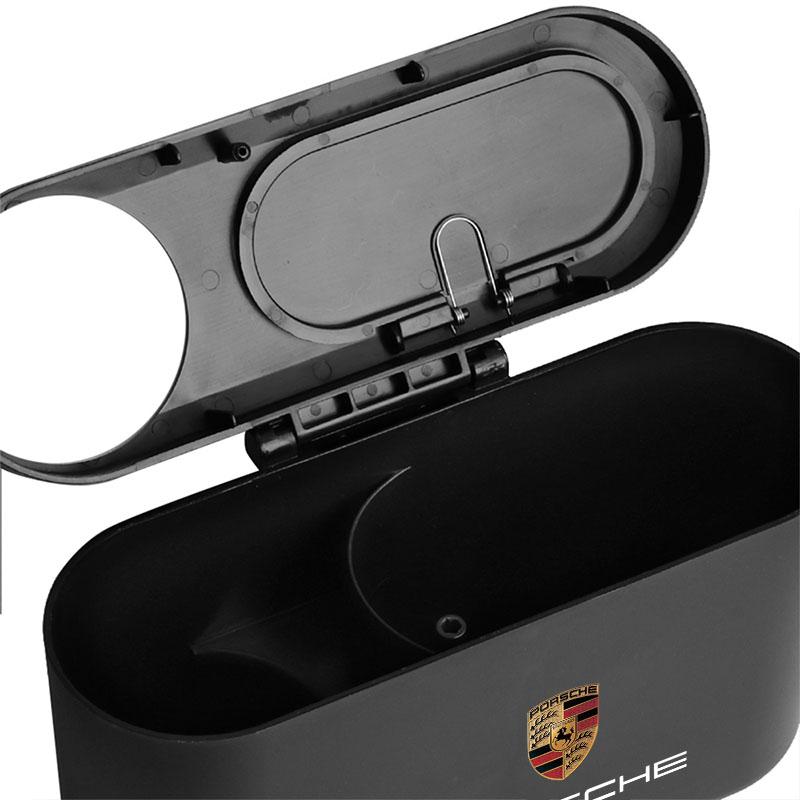 1Pcs Trash Can Auto Emblem Garbage Box Bin Storage Car Accessories For Porsche Boxster Cayenne Panamera Macan Cayman 911 918 996 917 991