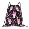 Custom M-Melodies Drawstring Bags Men Women Lightweight Rabbit Anime Sports Gym Storage Backpack