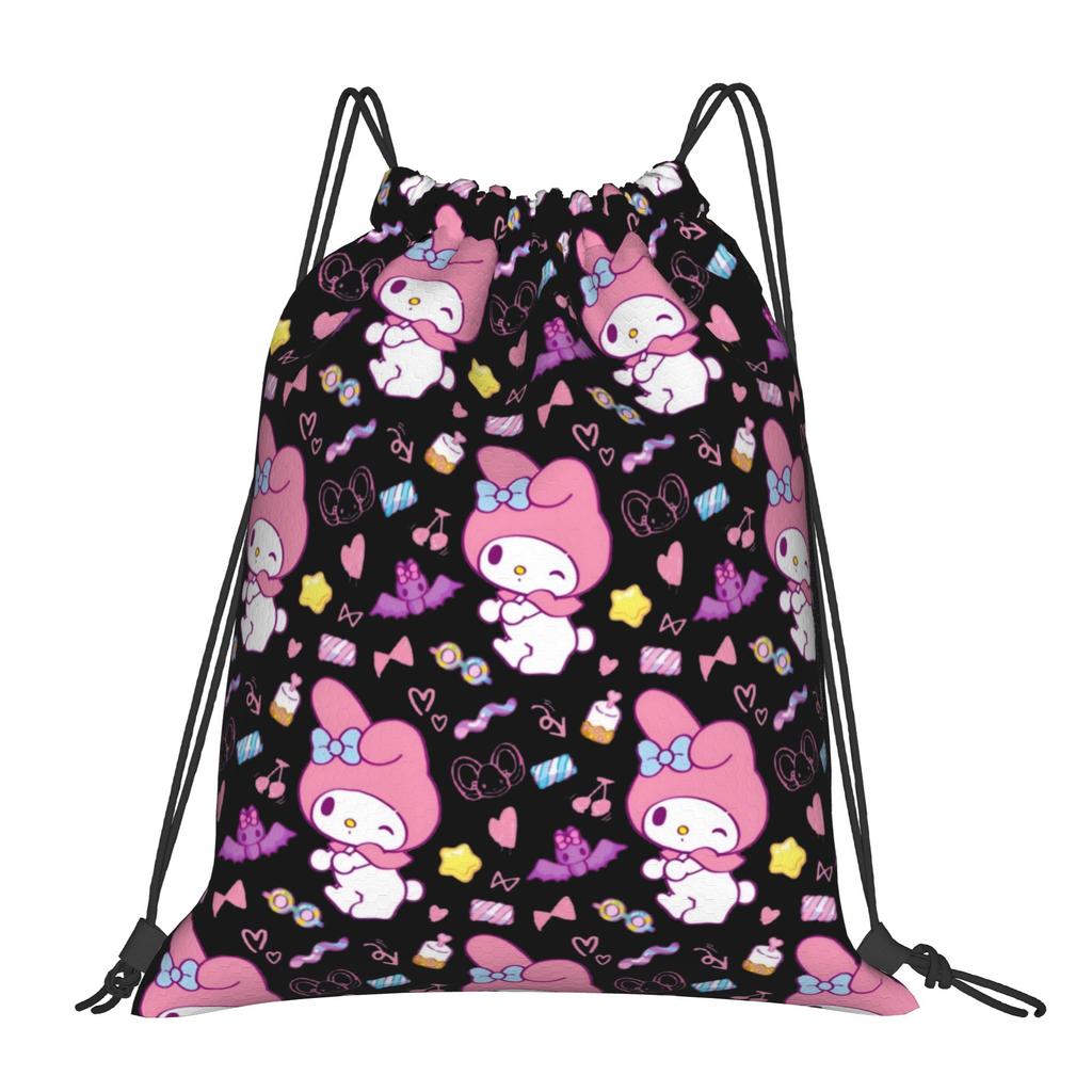 Custom M-Melodies Drawstring Bags Men Women Lightweight Rabbit Anime Sports Gym Storage Backpack