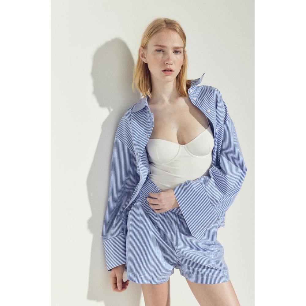 

Хлопковая рубашка в полоску HM ярко-синяя полоска