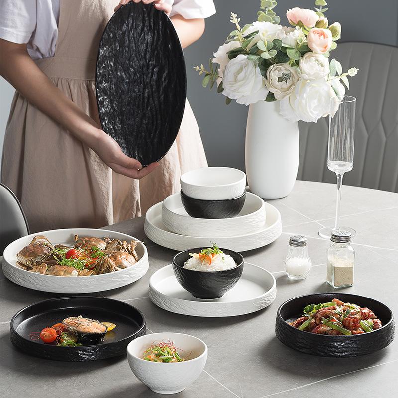Nordic Dishes And Tableware Set, New Household Stone Plates, Tableware Combination, Gift Housewarming Tableware Light Luxury