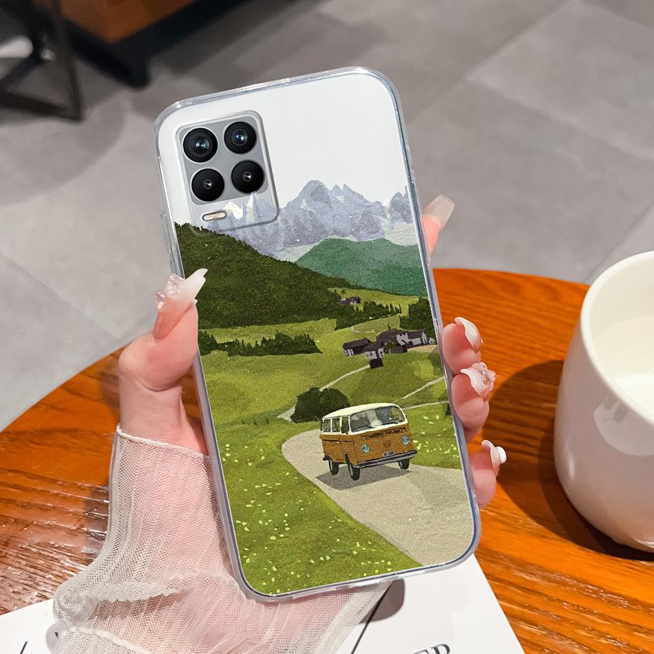 For Realme 8 Pro Case Lovely Cat Soft Transparent Phone Back Cover For Realme8 4G 5G Shockproof Comfortable TPU Silicone Bumper