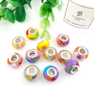 10 ks korálků na šňůrku, domácí styl 8x14mm, DIY náramek, pryskyřičné korálky s velkým otvorem, barevné korálky, duhové doplňky