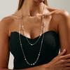 Ingemark 2Pcs/Set Vintage Bead Chain Long Necklace for Women Ethnic Imitation Pearl Stacked Sweater Chain Party Jewelry Gifts