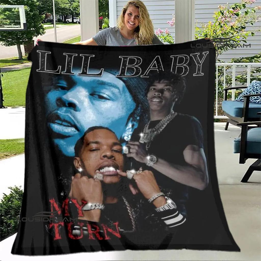 Hip -hop Singer Lil Baby Printing Blanket Children's Warm Blanket T Flange Blanket Home Travel Blanket Bed Linings Birthday Gift
