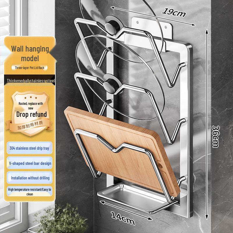Multi-functional Kitchen Countertop Rack for Pot Lids, Spoons, and Spatulas