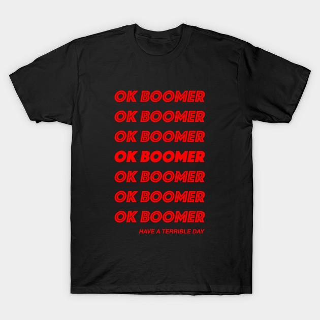 Мужская черная футболка с принтом Ok Boomer Печать на трансферной бумаге без вырезания Хлопковая футболка M чёрный