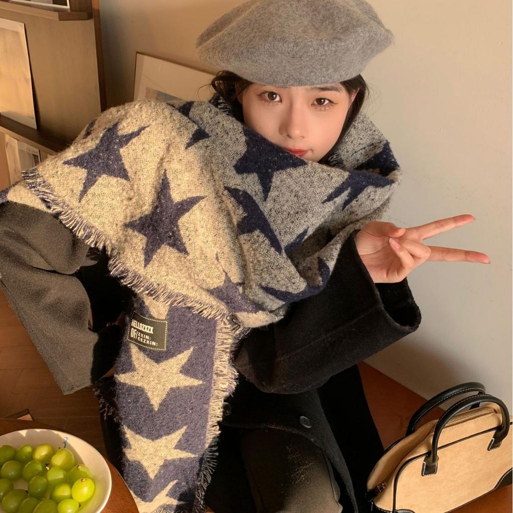 Korean Version of Star High End Scarf for Girls in Winter Thickened Qianqiao Warm Scarf Versatile Cold Proof Student Shawl