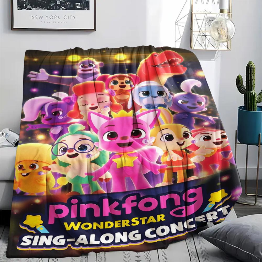 1PC Pinkfong Print Flannel Blanket, High Quality Comfortable for All Seasons, Home Decor, Warmth and Comfort, Perfect for Christmas Gifts112