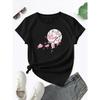 Mondpflaumenblüten-Landschaft Blumendruck Rundhals-T-Shirt Lässiges Kurzarm-T-Shirt Für Sommer Damenbekleidung