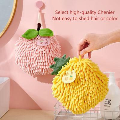 Cute Chenille Hand Towel Kitchen Bathroom Hand Ball With Hanging Loop Quick Drying Soft Absorbent Towel Home Tool