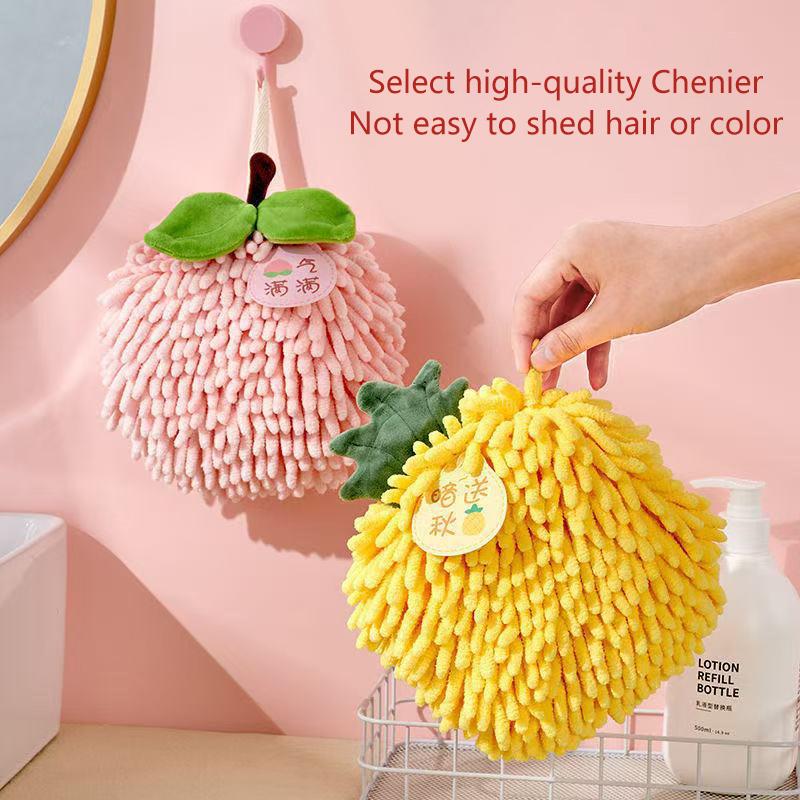 Cute Chenille Hand Towel Kitchen Bathroom Hand Ball With Hanging Loop Quick Drying Soft Absorbent Towel Home Tool