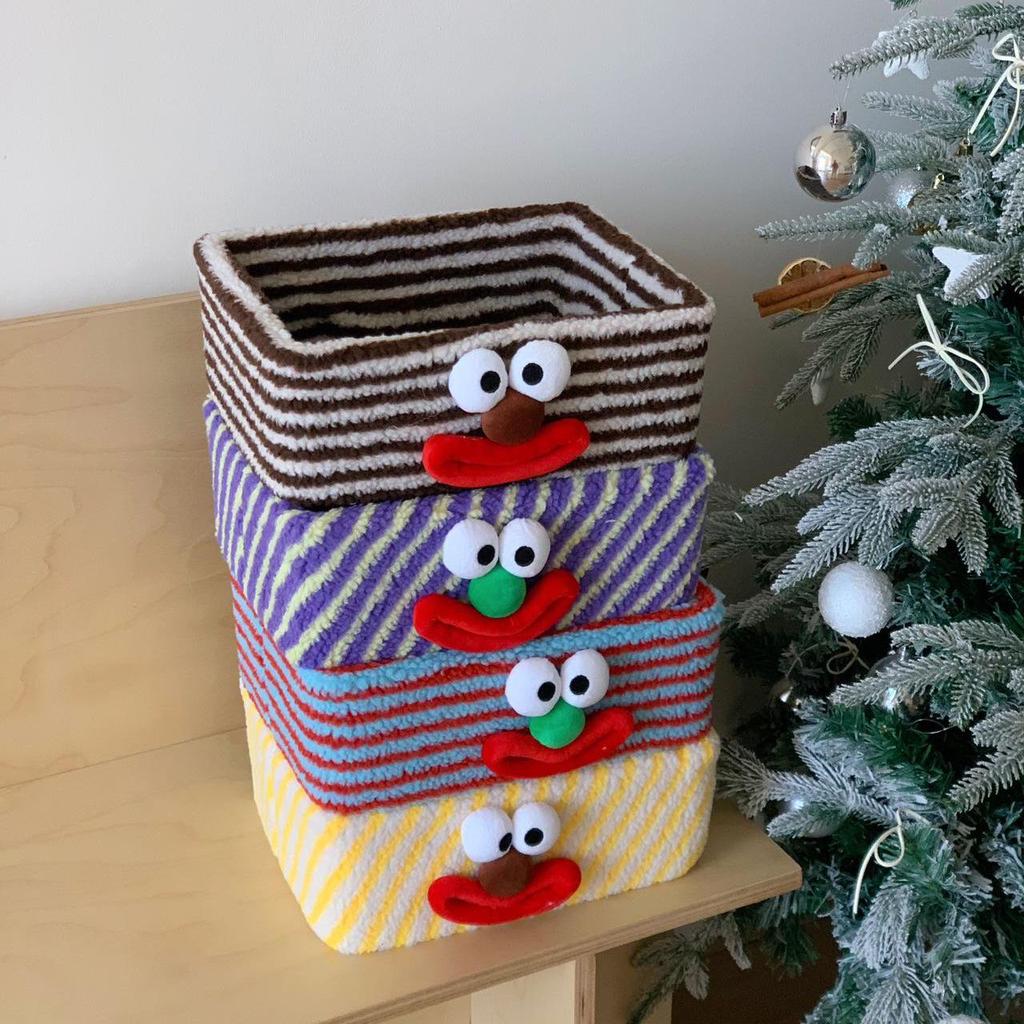 Creative Clown Lambswool Desktop Storage Basket for Jewelry & Cosmetics