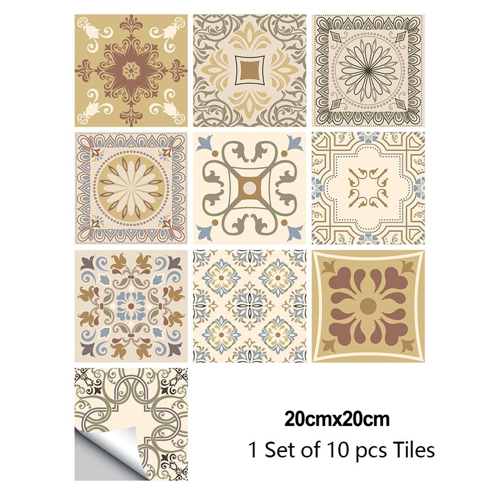 10PCS Mosaic Tile Stickers Stick Bathroom Kitchen Home Wall Floor Self-adhesive Waterproof Wallpapers For Home Bathroom Decor