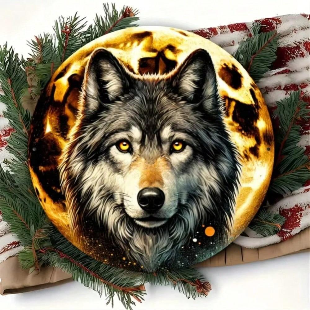 Rustic Wolf Iron Metal Wall Art 8x8 Inches Halloween Home Decor