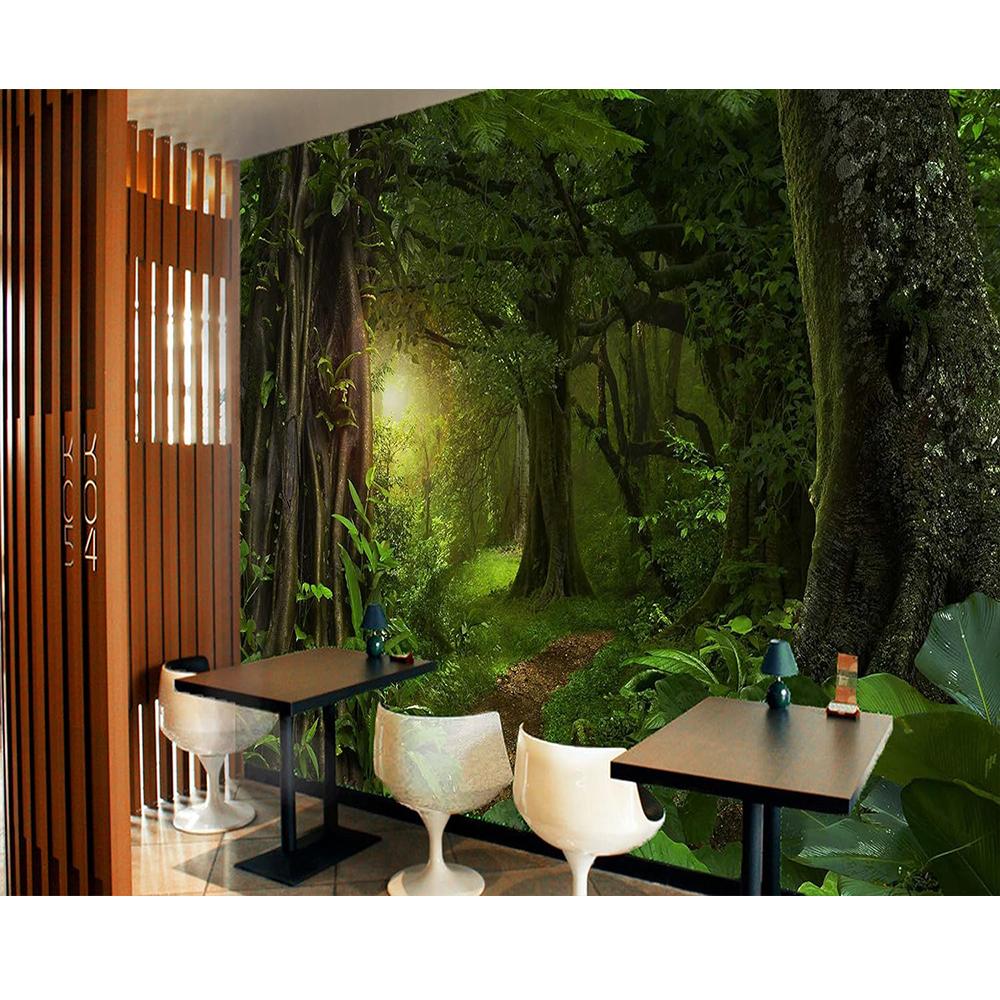 3d Green Forest Nature Tree Wall Paper Forest Scenery Wall Murals Living Room Bedroom Removable Wallpaper