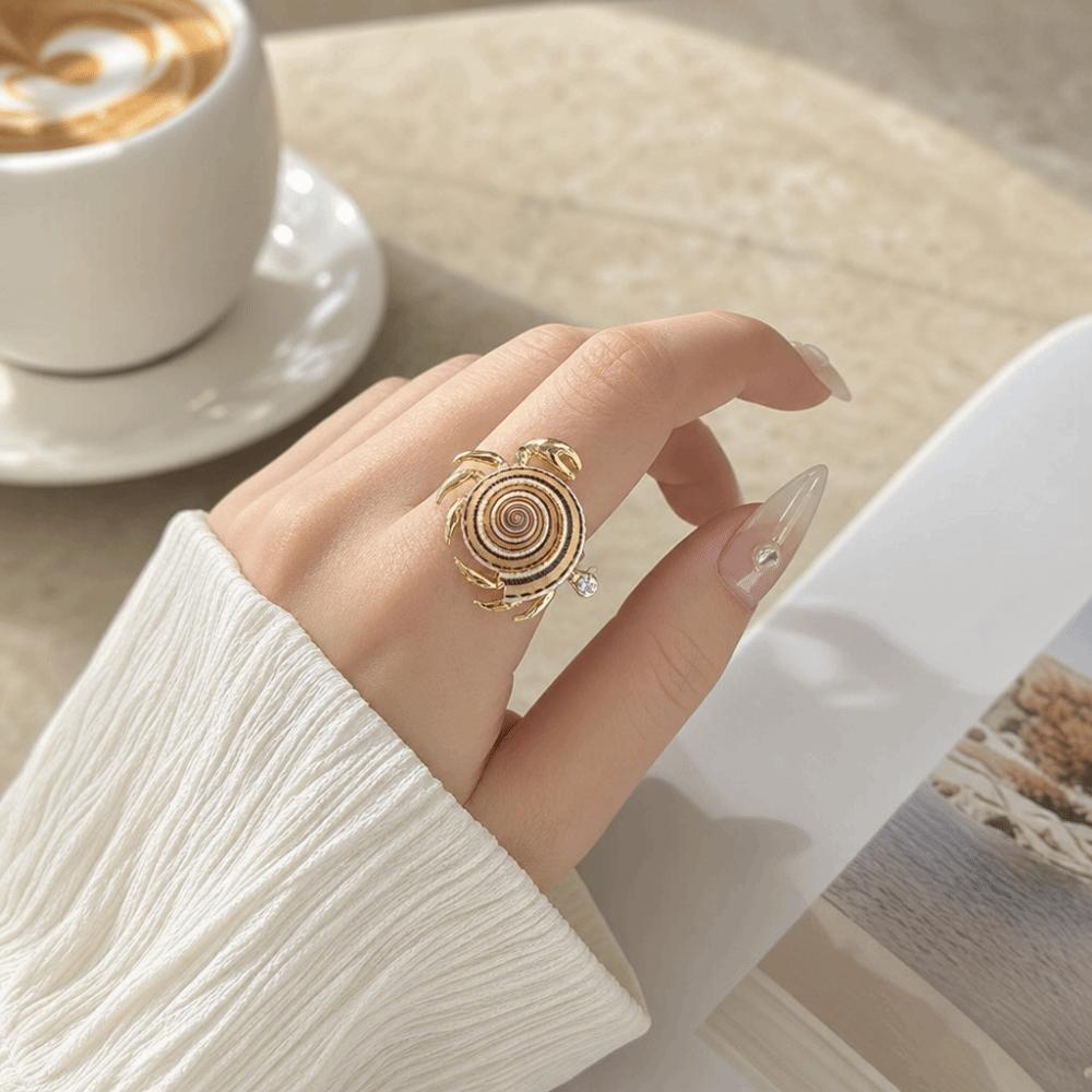 Adjustable Ocean Animal Jewelry Sparkly Shell Ring Unique Crab Ring Gift