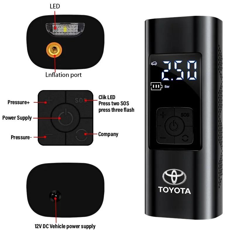 1Pcs Car Tire Inflator Smart Digital Inflatable Pump Emblem Accessories For Toyota TRD Corolla Yaris Rav4 Avensis Auris Camry