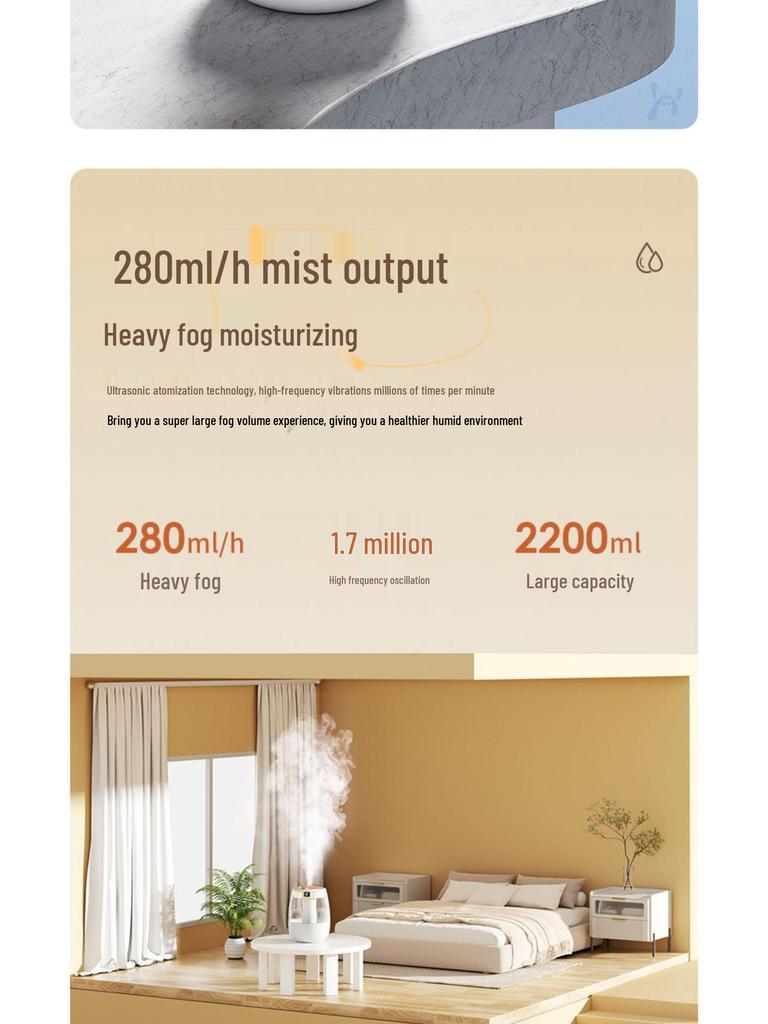 Large Capacity USB Desktop Humidifier for Home, Bedroom, or Office - Portable Mini Air Purifier with High Fog Output