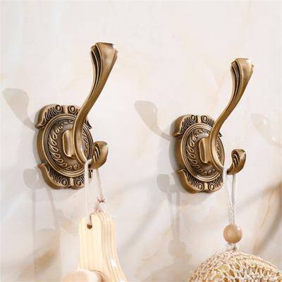 Tuqiu Antique Carved Bathroom Robe Hook Wall Hooks Aluminum Kitchen Towel Hook  Black Key Hat Bag Hanger Holder Clothes Hook