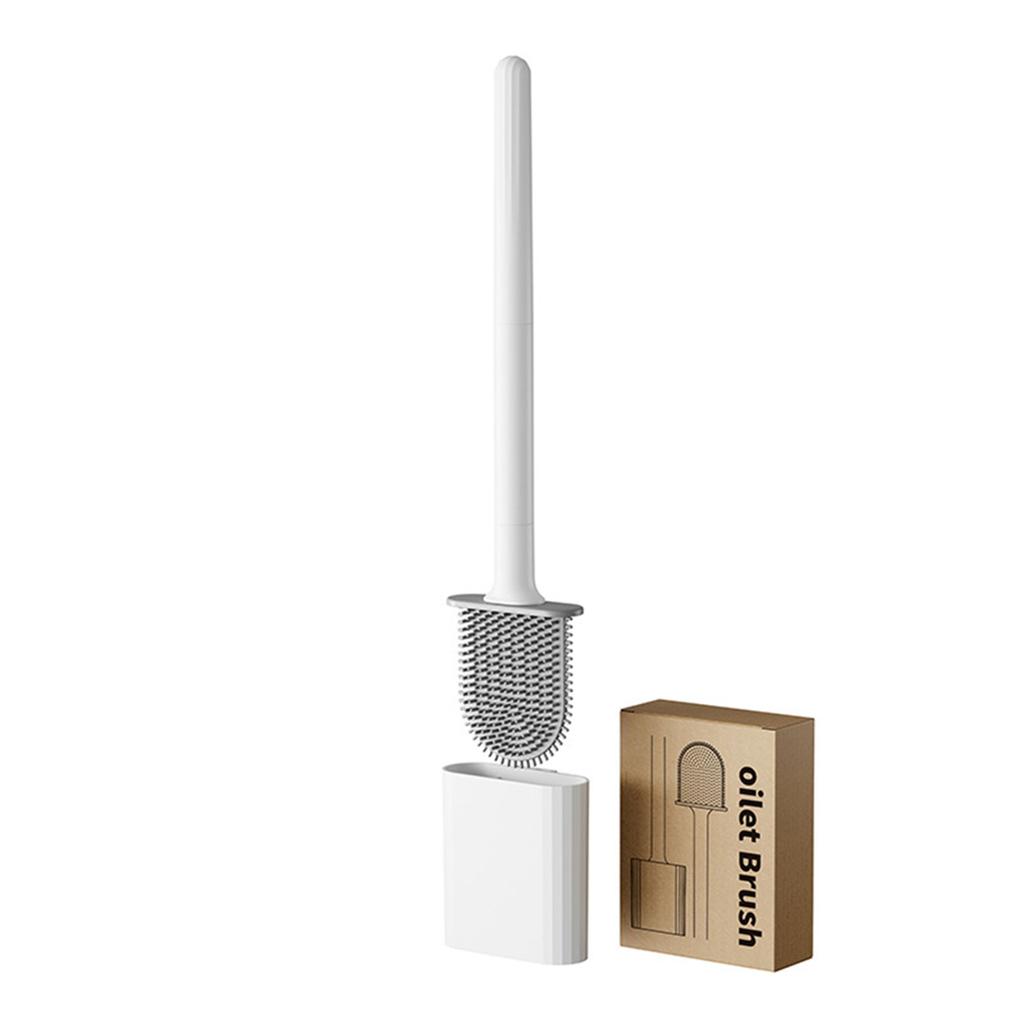 Wall Mounted Toilet Brush Replacement Long Handled Silicone Toilet Brushes Quick Drying Soft Bristles Toilet Bidet Bathroom Set