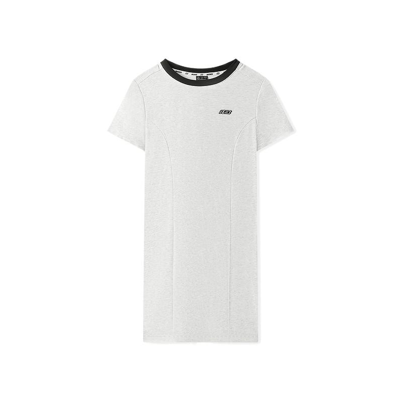 Skechers Solid Color Pullover Round Neck Short Sleeve Dress Women dresses L225W154-0248 S