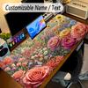 Floral Garden Theme Personalized Mouse Pad Custom Name Text Non Slip Desk Pad For Laptop Office Desktop