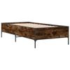 VidaXL Cadre de lit chêne fumé 100x200 cm bois d'ingénierie et métal, lit, lit d’invités, lit simple, meuble de chambre à 844963