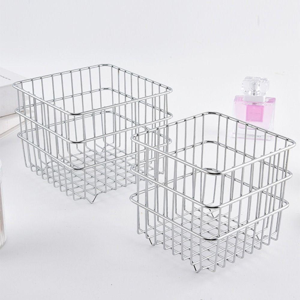 Modern Bathroom Storage Rack Stainless Steel Square Wire Basket Desktop Organizer