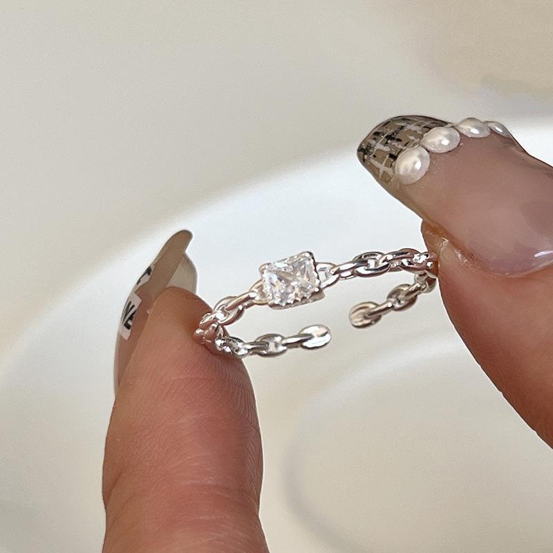 Over 120 Styles Korean style zircon diamond ring women's 925 sterling silver spring and summer niche light luxury high-end index finger ring open ring