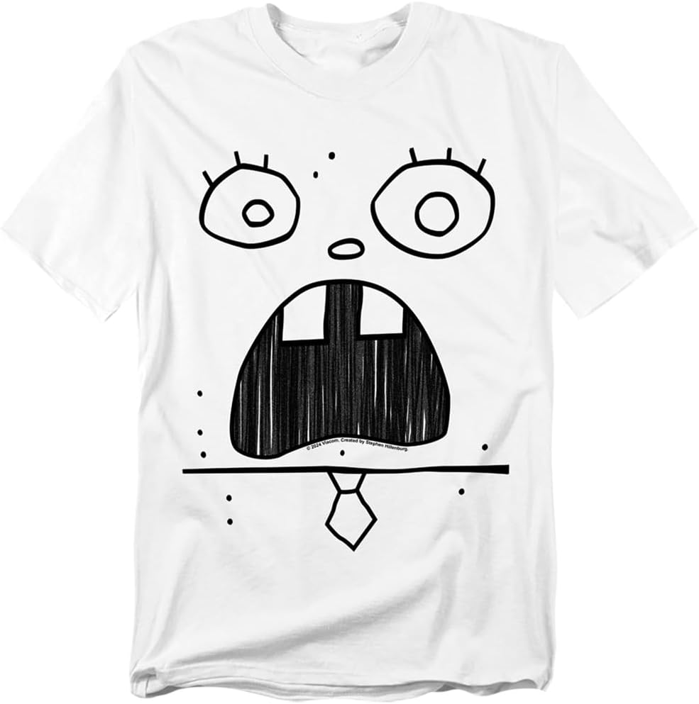 Spongebob Squarepants DoodleBob Face Unisex Adult T Shirt, White S