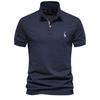 Men's Korean-Style Casual Embroidered Polo Shirt Solid Color Button Lapel Short-Sleeve Top