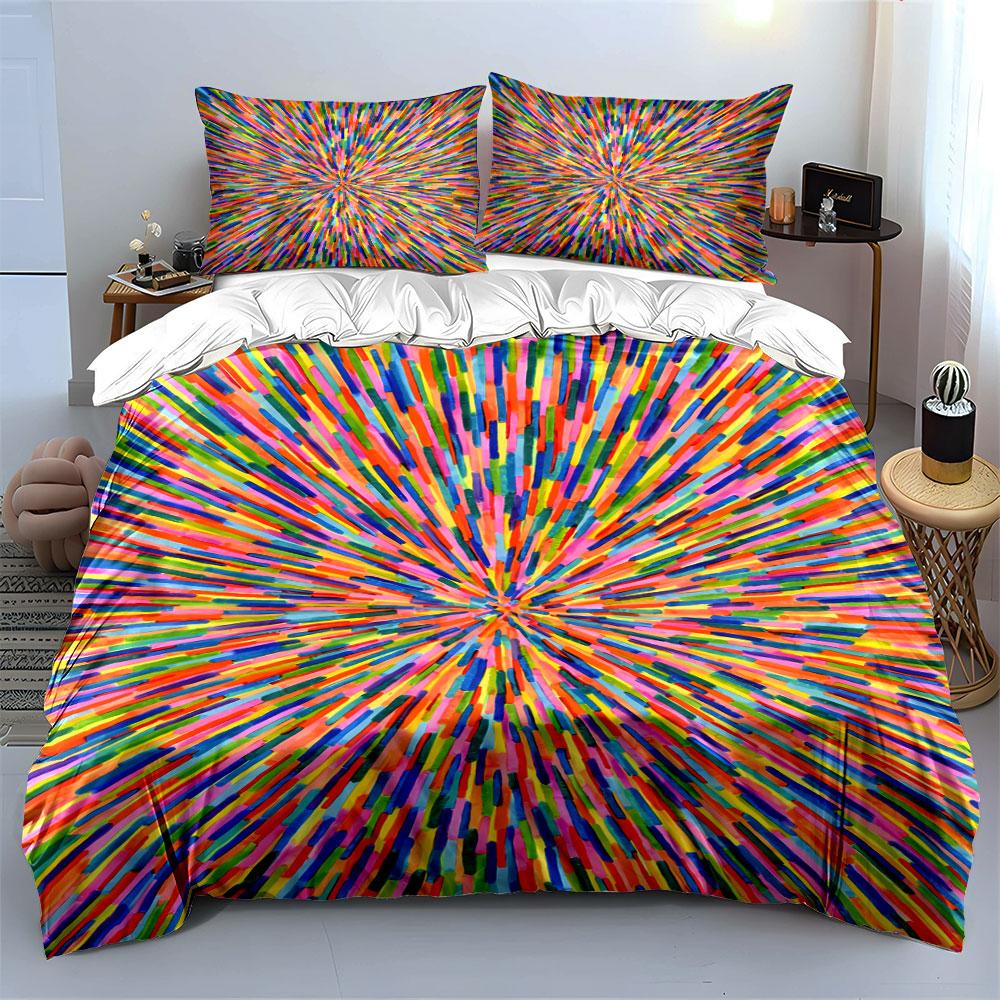 Colorful radial stripe burst. Bedding sets Duvet cover sets Duvet covers Pillowcases(1 * Duvet Cover 2 * Pillowcases without duvet insert)
