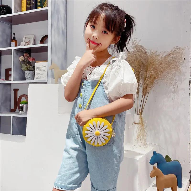 Cute Little Daisy Girl Small Children's Shoulder Bags Fashion PU Leather Princess Mini Messenger Bag Coin Purse Wallet Handbags