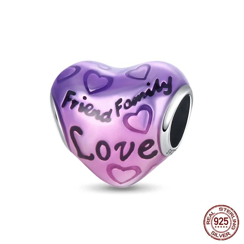 925 Sterling Silber Lila Perlen Blume Schmetterling Hänge Charm Passend 4MM Lochdurchmesser Armband Halskette 925 Schmuck Geschenkherstellung