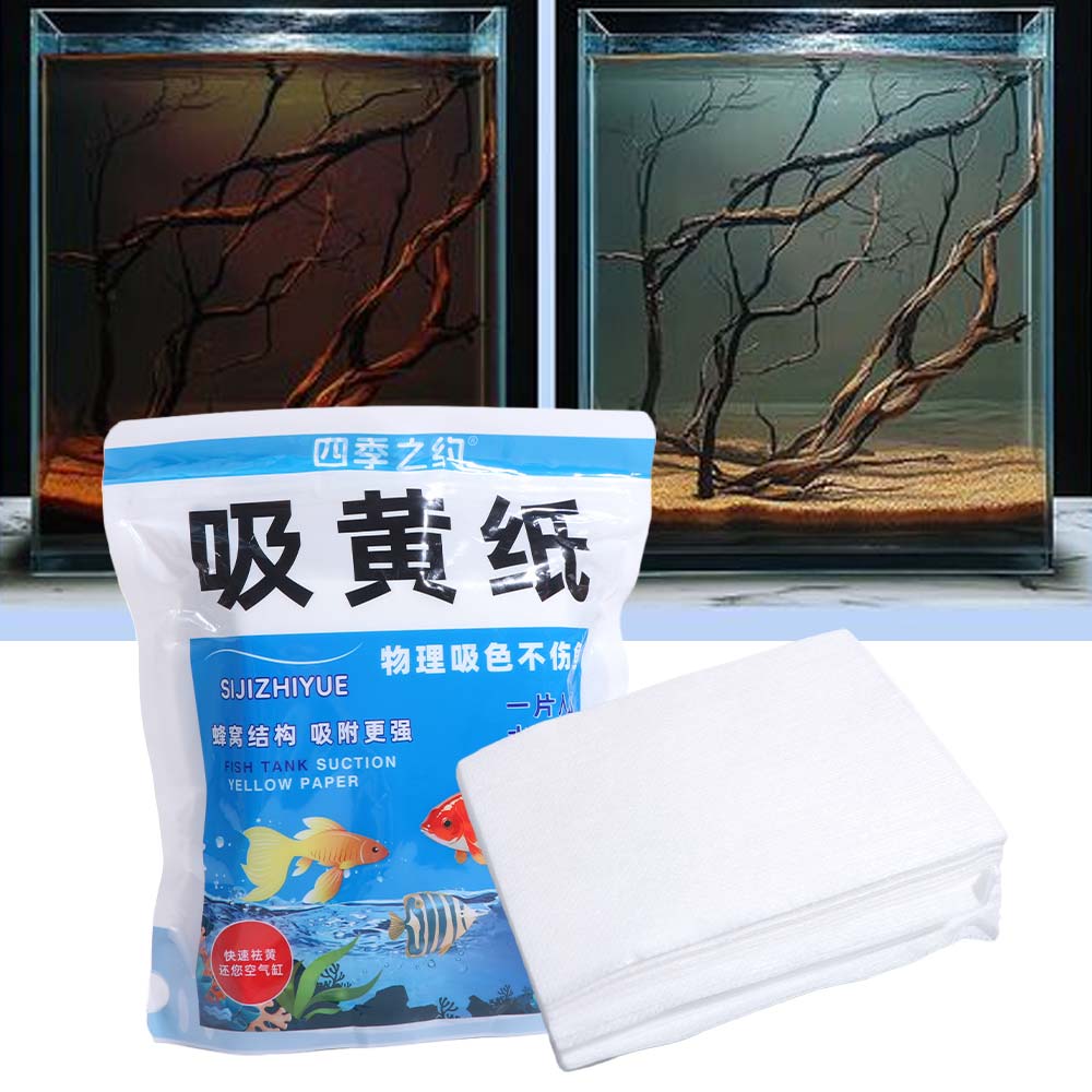 100 Stück Wasserreinigungspapier für Aquarien, zur Geruchsneutralisierung und Entfernung von Verunreinigungen, zur Wasseraufbereitung und Filterung.